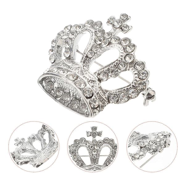 Högkvalitativ Pageant Tiara Kronbrosch för bröllopsfest Silver Dekorativ 1-pack[DB]