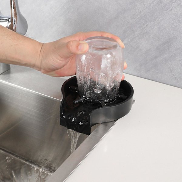 Automatisk diskbänksspolmaskin för enkel installation Starkt tryck Mini rostfritt stål Bar Push-typ Glasrensare för bar  [dB} Black