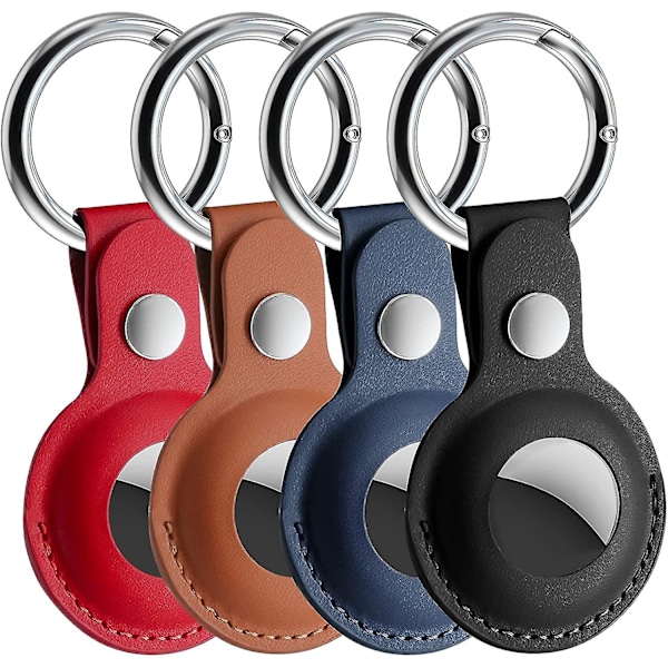 Læder Airtag Etui Til Apple Airtag, Nøglering Airtags Etui Med Anti-tabt Nøglering, [4 Pak] {DB}