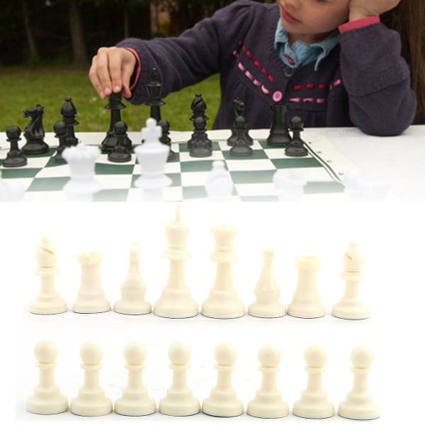 Plastic Chessmen Set International Chess Game Complete Chessmen Set Black White [DB] L
