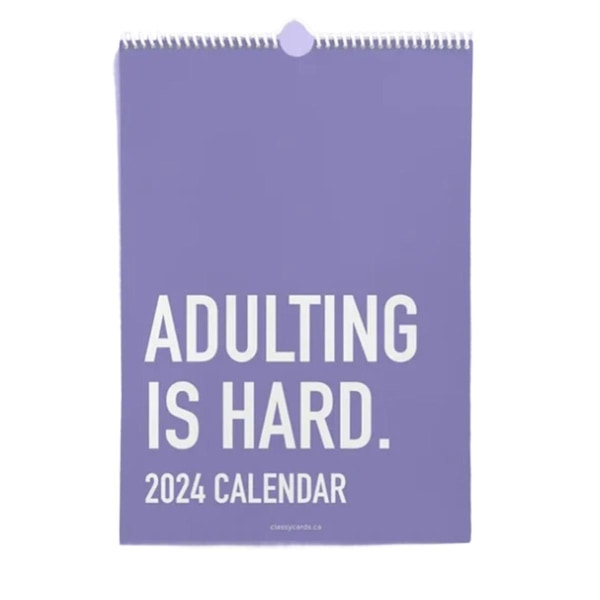 Aikuinen on vaikeaa 2024 kalenteri 12 kuukauden aikataulupaperi kalenteri 2024 ihana kakkaus hauska lahja kotiin