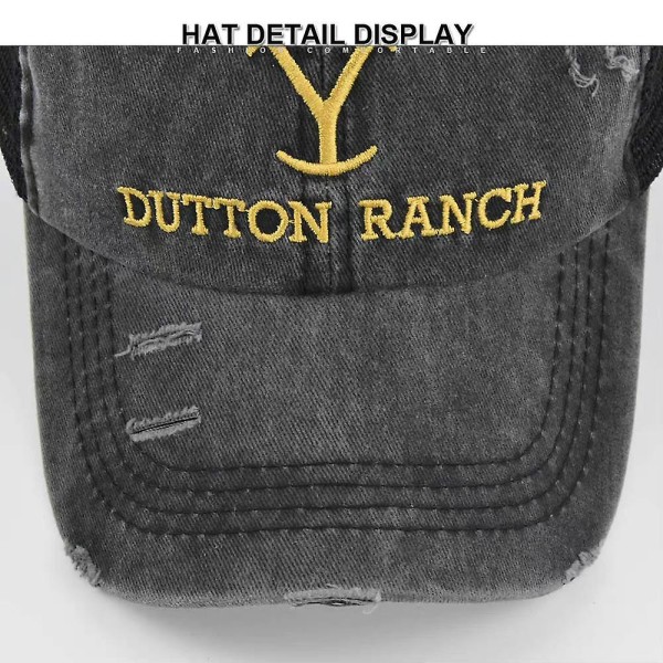 Men Women Yellowstone Dutton Ranch Print Frayed Baseball Hat Breathable Embroidered Cap [DB] B