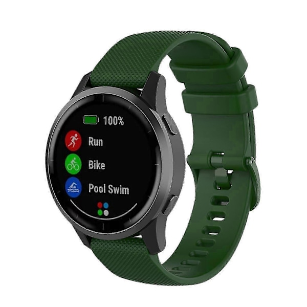 Til Garmin Vivoactive 4 22mm Silikone Urrem [db] Dark Green