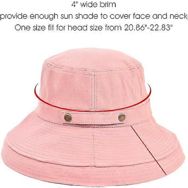 \"Solhatt för kvinnor, bredbrättad strandhatt i bomull\" [DB] Pink