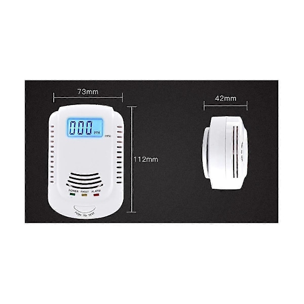 Koldioxiddetektor, Gasdetektor, Gaslarmsensor Metan Propan, Gasläckdetektor EU-kontakt db As shown