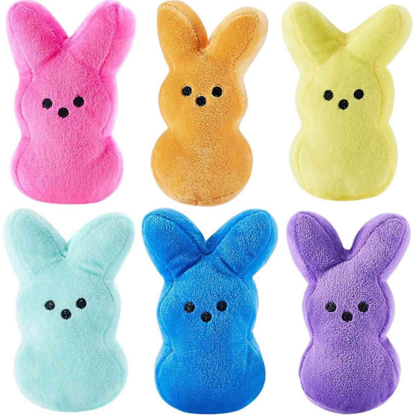 6 st 15 cm Peeps Plysch Kanin Kanin Peep Påsk Leksaker Simulering Fyllda Djurdocka För Mjuk Kudde Gåvor (FW) Dark