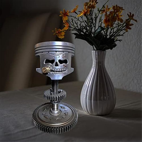 Udskæring Stempel Skull Face Skulptur Resin Art Figur Figur Kreative Håndlavede Hoved Statue Kunstværk Hjem  [dB} Silver