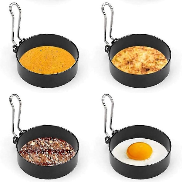 4-pack Rostfritt Stål Äggring Stekt Äggform Rund Pocherat Ägg för Stekta Ägg Äggrullar Biffar Pankakor Stekt Ägg Pankaka Form [DB]