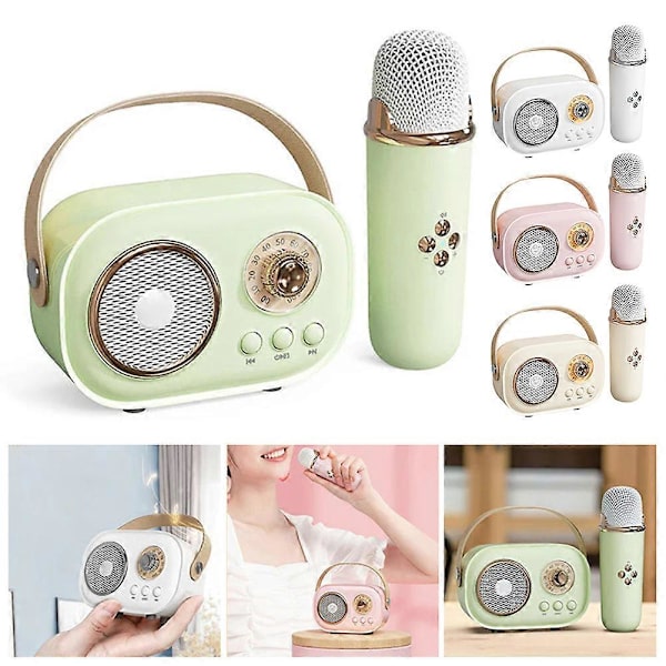 Karaoke-mikrofonikone lelu lapsille ja aikuisille Bluetooth-yhteensopiva karaokekone lapsille ja aikuisille [DB] Green Single Microphone