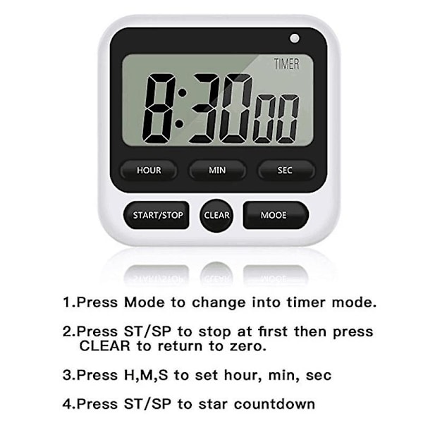 Digital Köktimer - Bakning, Pizza, Nedräkning, Alarm {Db} Black