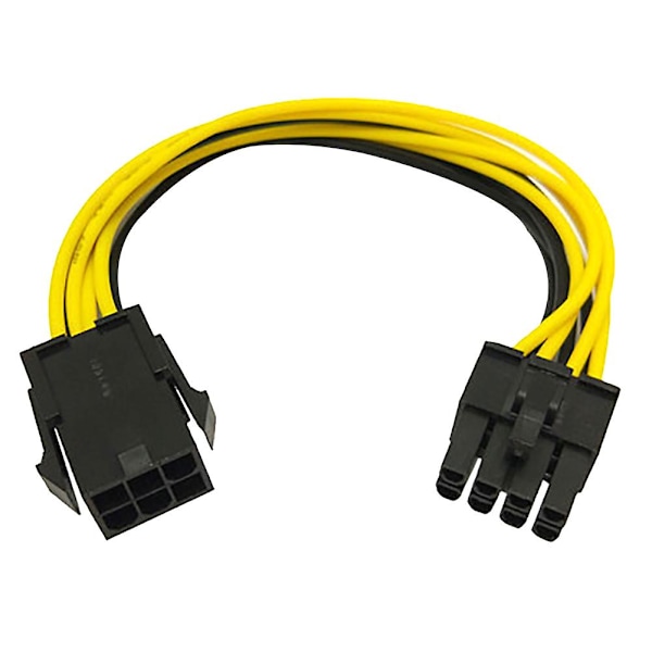 Fiauli 6-pin til 8-pin PCI-E strømomformer forlengelseskabel for videokort grafikk [db] Black