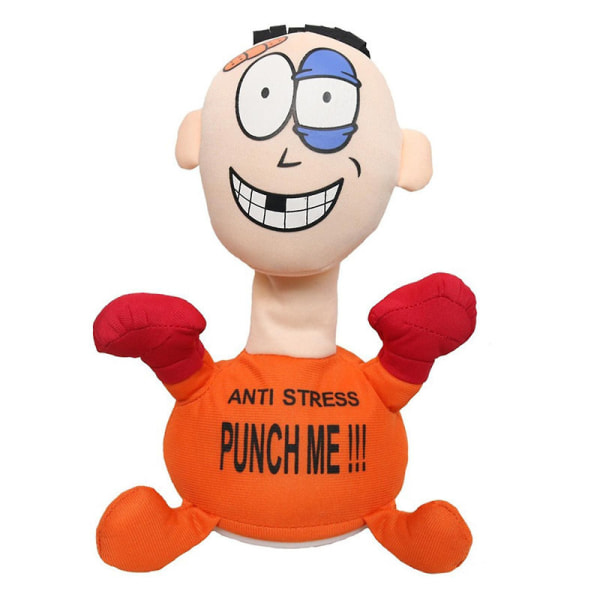 DB Anti-stress boxningspåse för vuxna och barn. Den misshandlade skurken ventilerade sin plyschdocka med skrik. skrivbordsleksak. Orange 25cm