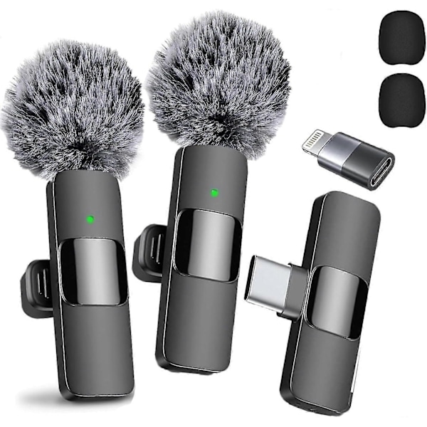 2024 Profesjonell Trådløs Lavalier Mikrofon 2 Pakke Støyreduksjon Krystallklar Innspilling Med Usb-c For Iphone 15 Pro Max, Ipad, Androi [DB] 1 set