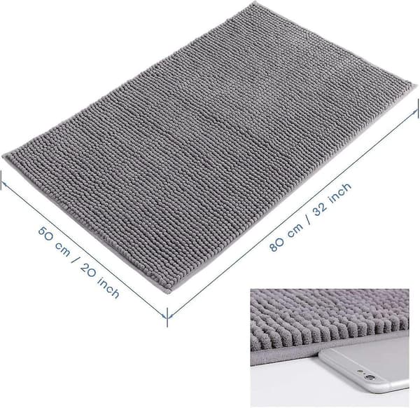 Absorberende skridsikker bademåtte Chenille mikrofiber brusemåtte (Grå)[DB]