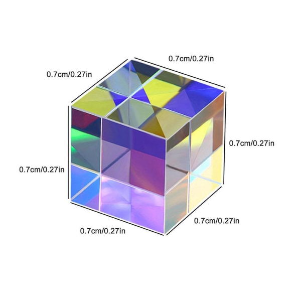 Magic Prism Cube, Mini K9 Crystal Glass Prism Cube, Rainbow Color Db S