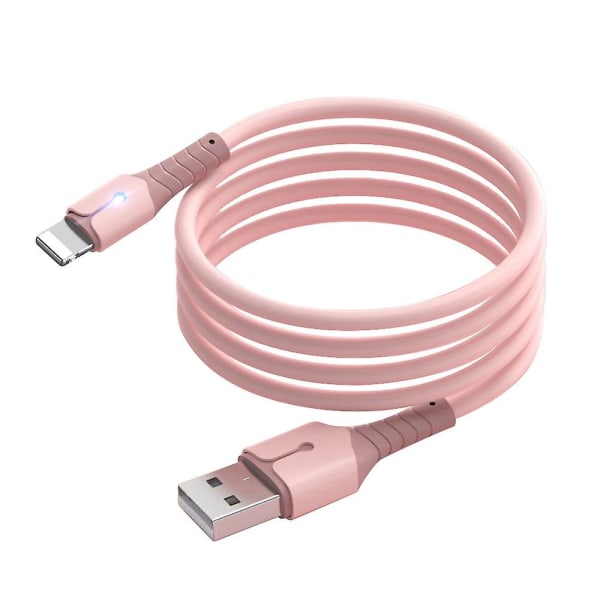 2m USB-A - Lightning-latauskaapeli, nestemäisellä silikonilla päällystetty datakaapeli, jossa merkkivalo db Pink Style A