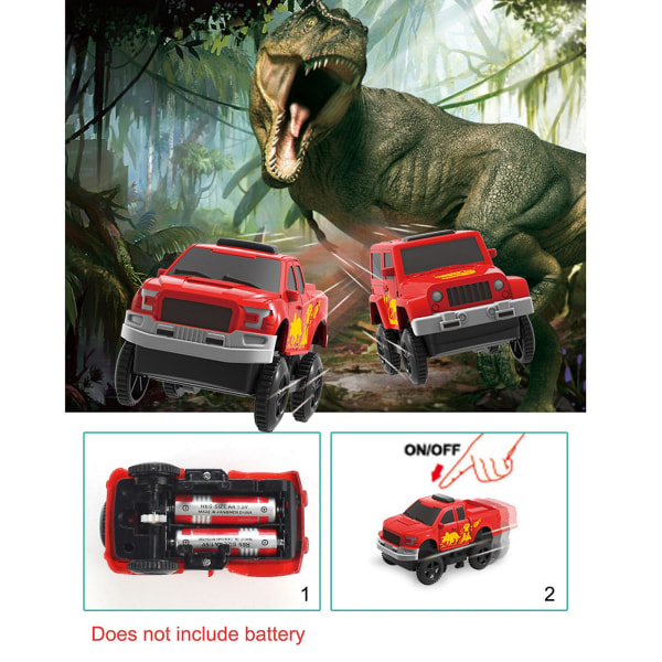 Joustava dinosaurusleluradat sarjoilla, silloilla, rampeilla ja sähköautoleluilla taaperoille db A1