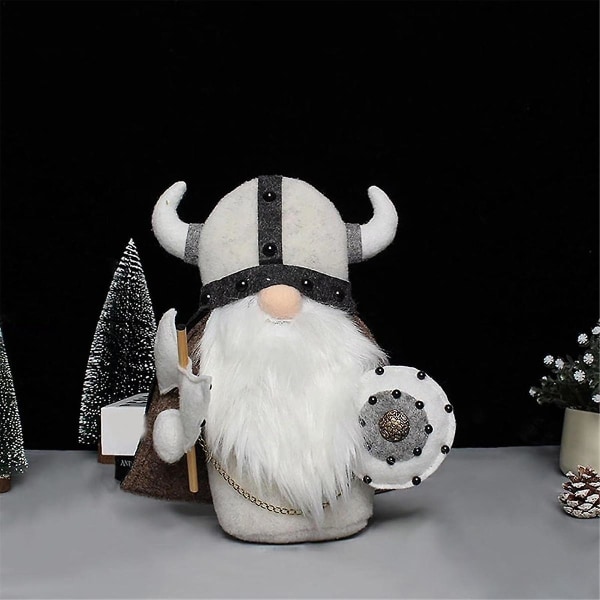 Viking Warrior Gnome Doll, Plys ferienisser Ornament Sæt Håndlavet Plys Dukke Gnome Skandinavisk Svensk Tomte Elf,a [DB] As Shown