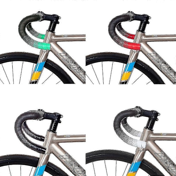 Cykelstyr Tape Racercykel To-farvet Styrbånd 2 Ruller PU Læder Overflade Eva Skum Cykelstyr Wraps Med Endepropper [db] B-black yellow