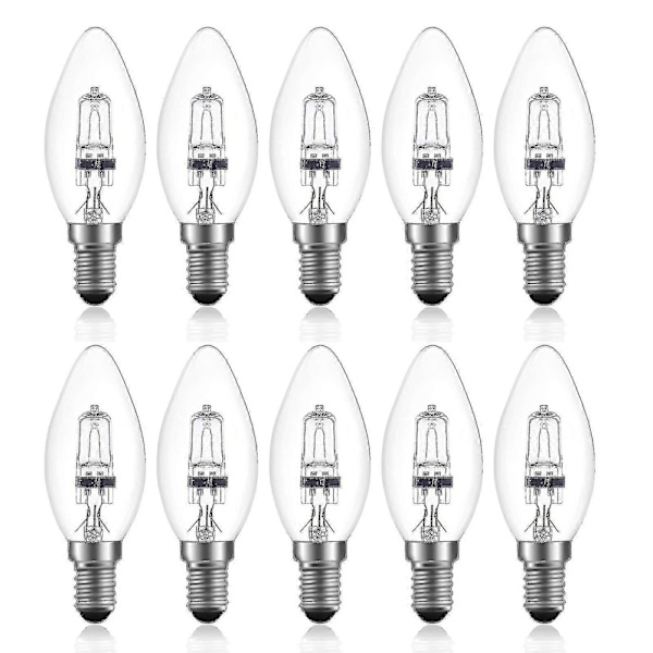 42w E14 C35 Dimbar Halogenpære AC 220-240v Varmt Hvit 2700k E14 Transparent Halogen Lyspære (10stk) db