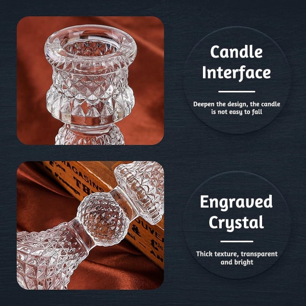 2pcs Clear Taper Candle Holders,elegant Crystal Candle Holders,clear Glass Taper Candle Holder,table Decoration For Dining Rooms, Living Rooms