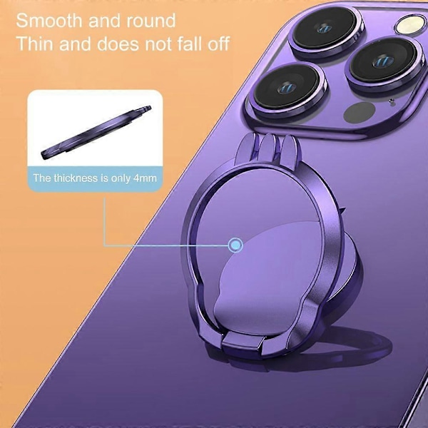 Finger Ring Telefonholder Sterkt Lim Sklisikker Rund Buet Sink Legering Roterende Trekk Ring Telefonholder [DB] Black