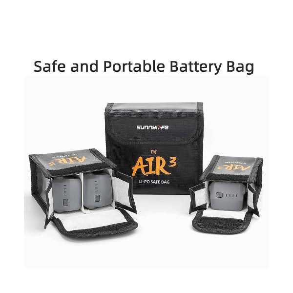 For Air 3 Batteri Eksplosjonssikker pose Litium sikkerhetsoppbevaringspose Flammehemmende beskyttelsesveske Ac