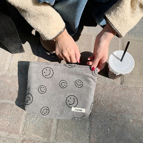 Makeup taske Dame makeup taske Stor kapacitet lærred makeup taske Rejse toilettaske Tilbehør opbevaringstaske [DB] grey