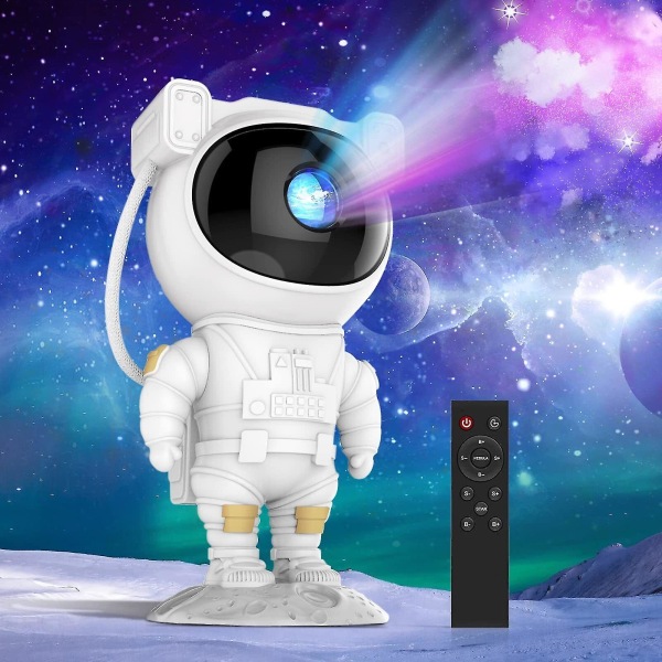 Astronaut Galaxy Projektor Stjernehimmel Nattelys Roterende Lampe Rum Dekoration USB Opladning Med Fjernbetjening [DB]