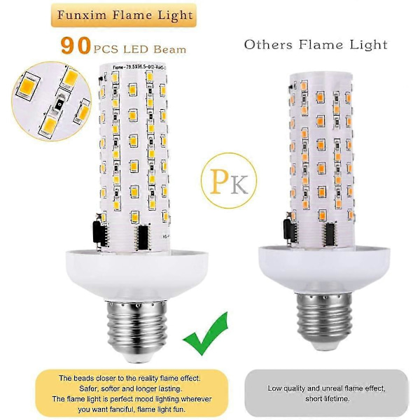 2 stk. LED Flamme Lyspære Flamme Lampe 5W E27 Sockel Flimrende Flamme Lyspære Dekorative Atmosfæriske Lamper db