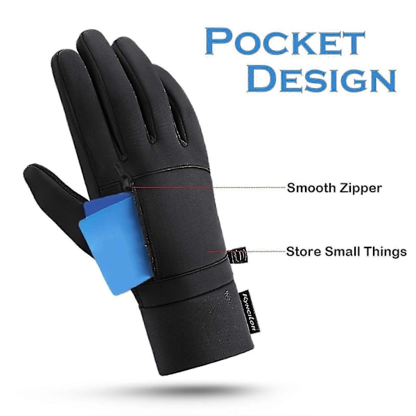 Mænd Vinter Vandtætte Handsker Touchscreen Lomme Anti-slip Fleece Termiske Sportshandsker DB black Medium