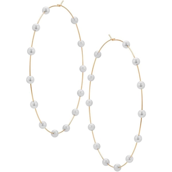 Store Hoop Super Store Cirkel Perler Øreringe Tynde Dinglende Guld Sølv Elegant Bryllup Kvinder Tilbehør Smykker Gave til Hende sølv 60mm [db] silver 3.94 x 3.94 x 0.04 inches
