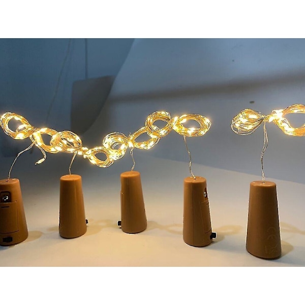 10 st 2 LED-vinflaskkork-fairysträngbatterilampor Bröllopsdekoration [DB] Warm white Warm white