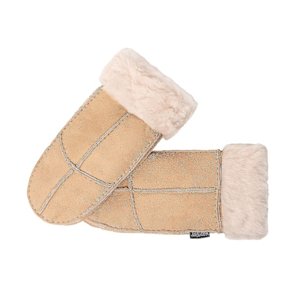 Ekte Saueullvotter for Kvinner med Omvendbar Mansjett {Db} Beige