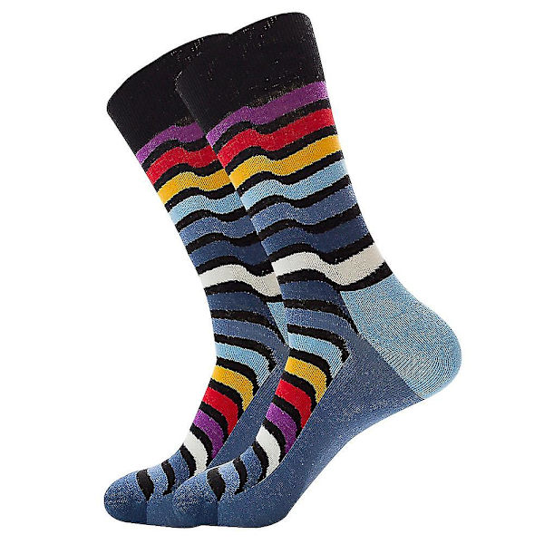 Happy Socks Stripede Menn og Kvinner Sokker med Fargerike Gater Personlige Midt-kalv Sokker [DB] Coloured Waves