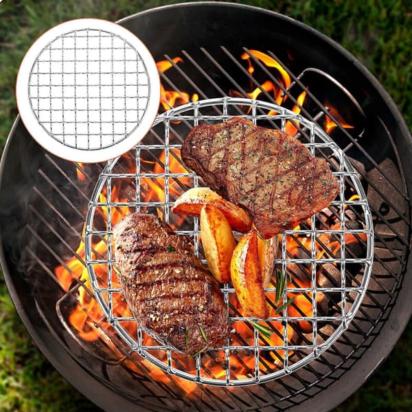 Sølv Rund Grillnet BBQ Nettråd til Grilning af Grøntsager