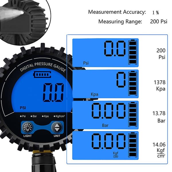 Professionelt dæktrykssensor 3-200 Psi til bil, lastbil, cykel Db KIT 1