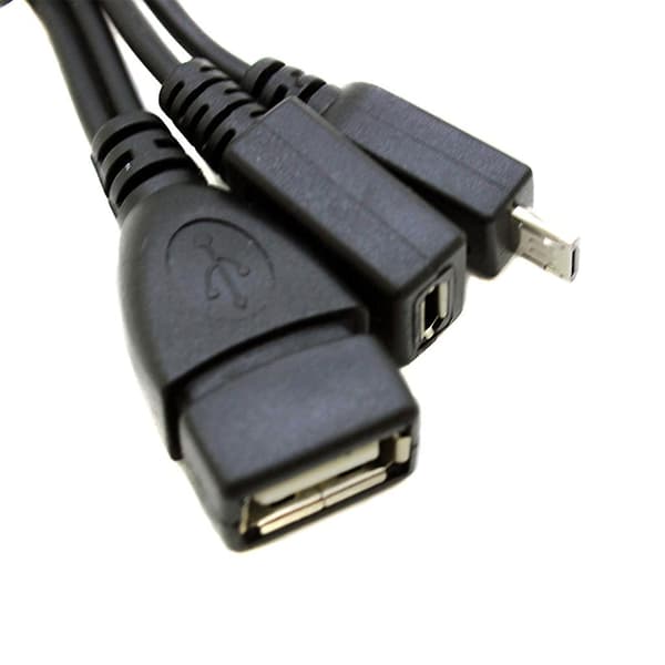 2-i-1 Micro USB til USB-adapter (OTG-kabel + strømledning) - 2-pakning / 20 cm [DB]