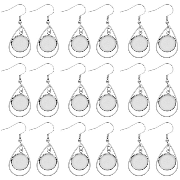 20 st Bezel Bas Örhänge Diy Metallhänge Örhänge Tom Bas Hänge Tomma Metallbrickor Örhänge Krokar