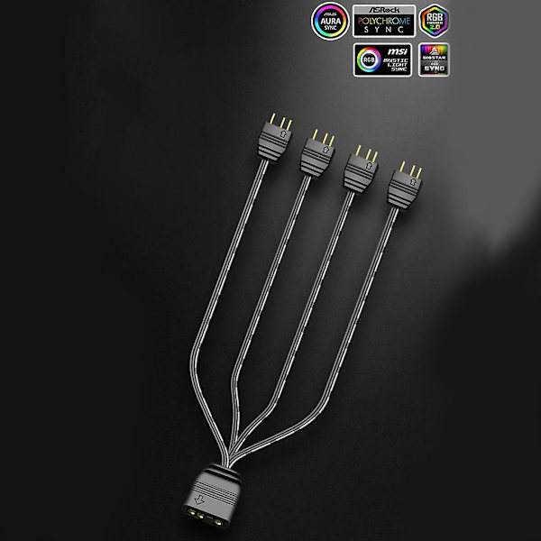 1 till 4 RGB ARGB 5v 3pin förlängningskabel Splitterkabel för PC-remsa Synkroniseringskabel [DB]