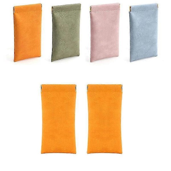 Blød PU Læder Brille Opbevaringspose Solbrille Etui Bærbar Vandtæt Pose 2 stk db Orange