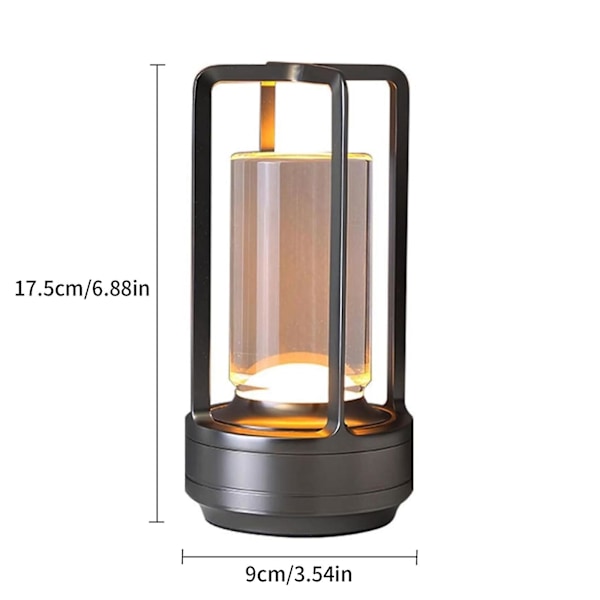 Krystal Lanterne Lampe, Krystal Bordlampe Genopladelig, Krystal Touch Lampe, Bærbar LED Skrivebordslampe, Ledningsfri Bordlampe db Gold