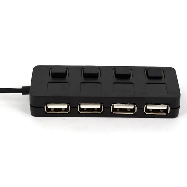 Super Rask Usb2.0 Hub Multi Usb Splitter 4 Ports Utvider 12v Strømadapter {Db} Black