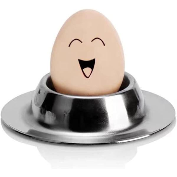 Universal rustfritt stål eggkoppsett, stabelbare eggkopp kjøkkenredskaper (sett med 7)