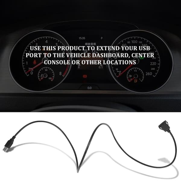 Bil Dashbord Flush Mount USB Hann Til Hunn Sockel Utvidelse Panel Kabel 1m [DB] black