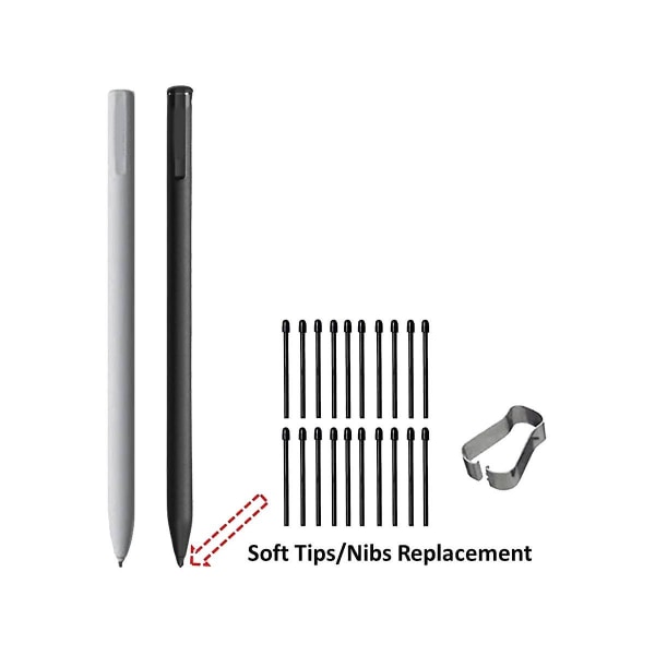 (20-pack) Spetsar/spetsar för märkpenna för anmärkningsvärda 2 Stylus-pennbyte Mjuka spetsar/spetsar Svart [DB] Black