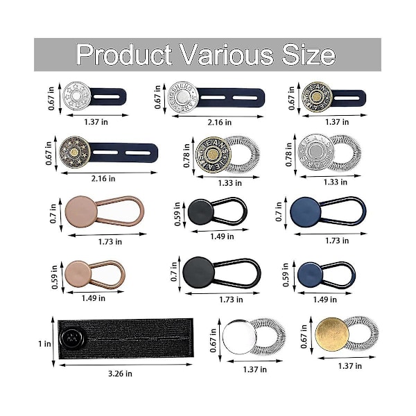 Knappförlängare för Jeans, 6 Storlekar Byxknapp Midjeviddare, Flexibel Justerbar Elastisk Wa [Db] As Shown
