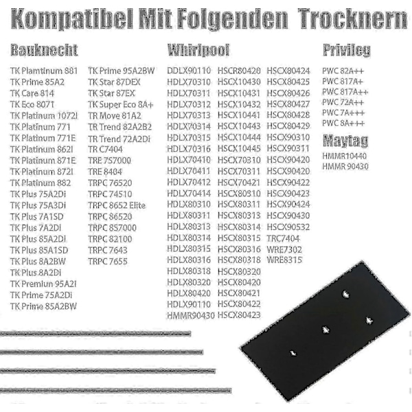4 kpl suodattimia Bauknecht, Privileg, Whirlpool kuivausrummun lämpöpumpulle - Sienisuodatinmatot g20241743329 [Db]