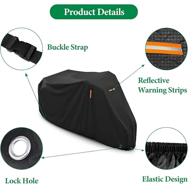 Trehjulet Trille Cover, Elektrisk Trehjulet Trille Cover, Cykel Cover til Cykler Udendørs Liggende Trille Cover Vandtæt, Sort, 75\" L x 30\" B x 44\" H [DB]