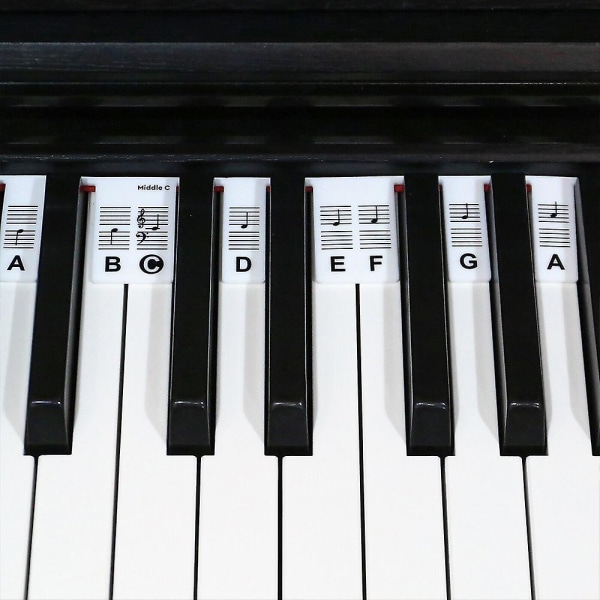 88 tangenter Återanvändbara silikonpianoklaviaturnotetiketter Pianonoter Guidedekaler [DB] Black and White